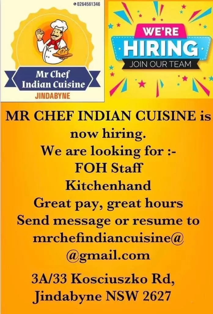 Mr Chef Indian Cuisine looking for staff image